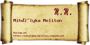 Mihályka Meliton névjegykártya